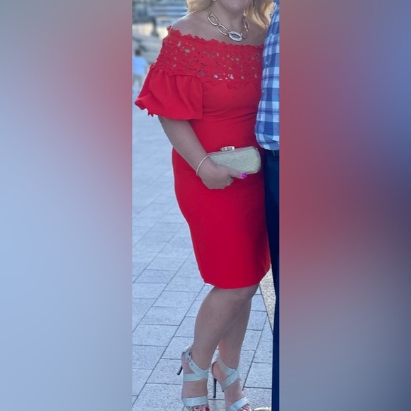 Hot Red Dress - worn once! 🔥 Still in excellent condition!! Classy!! XL 14/16 - Picture 5 of 13